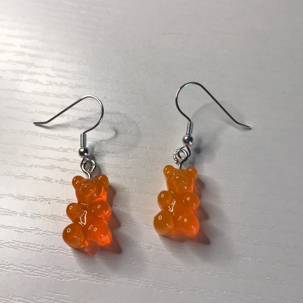 Orange gummy bear earrings!